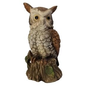 Vintage Ardco Porcelain Great Horned Owl Figurine Hand Painted Taiwan 6.25" MCM